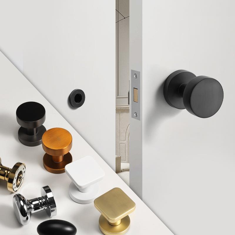 隐形门锁专用极简卧室暗门把手隐藏白色圆形房间室内背景墙单面锁