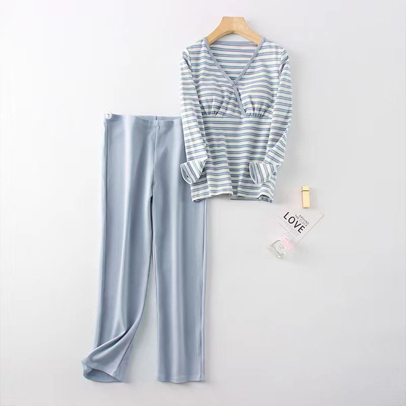 纯棉加厚秋冬季月子服套装产妇产后大码孕妇家居服带胸垫哺乳睡衣