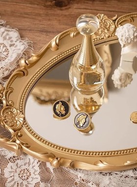 首饰托盘摆件法式复古展示珠宝饰品拍照商品美甲耳环背景镜子道具