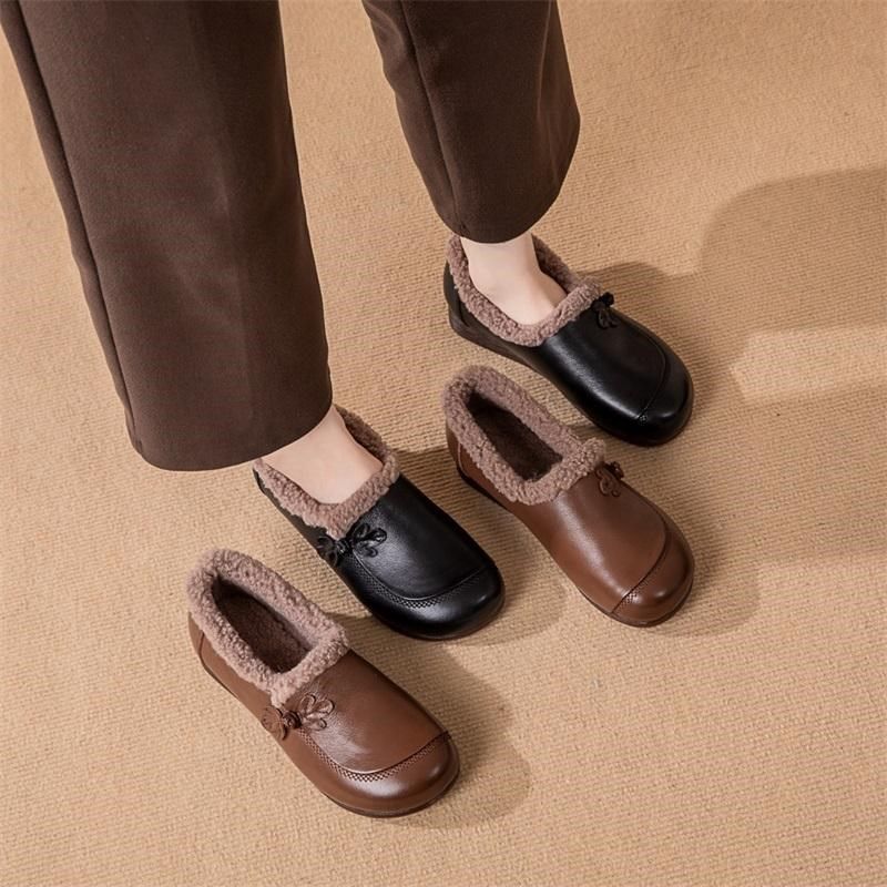 豆豆鞋女加绒超软牛筋底妈妈鞋秋冬款中老年真皮防滑一脚蹬皮棉鞋,女鞋,乐福鞋（豆豆鞋）,淘宝优惠券,粉丝福利购,淘宝优惠卷