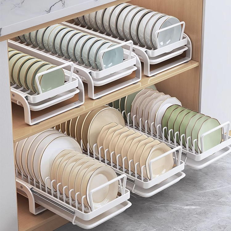 厨房可伸缩沥水收纳层架整体橱柜碗架新款2013拉篮抽屉式碗筷盘子