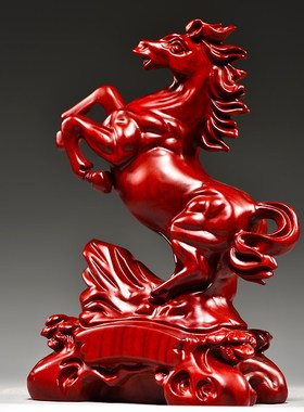 花梨木雕马到成功摆件实木质十二生肖马家居装饰摆设开业工艺礼品