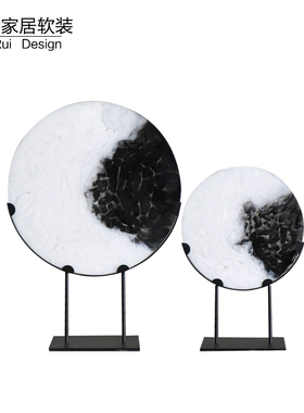 新中式水墨摆件样板房间别墅摆设客厅玄关电视酒柜禅意软装饰品