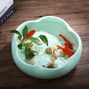 .水仙盆陶瓷铜钱草花盆水培睡莲多肉碗莲专用盆家用陶器金钱草大A