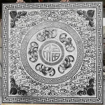 石雕浮雕壁画青石地雕镂空窗花福字石窗中式庭院玄关装饰画彷古