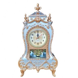 座钟表欧式古典客厅办公室静音摆件台钟旋转敲点石英钟桌面时钟