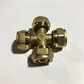 卡套水管接头1216 奇爱牌 铜四通 十字四通 1620 铝塑管铜接头