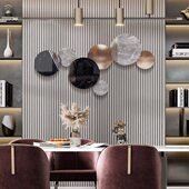 现代轻奢沙发背景墙饰仿大理石圆形壁挂样板房别墅售楼部装 饰品