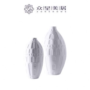 北欧创意罗马斗兽场陶瓷花瓶摆件现代样板间售楼处客厅软装插花器
