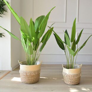 北欧草编花盆套袋花蓝编织篮特大客厅藤编花盆竹编竹篮子草编花盆