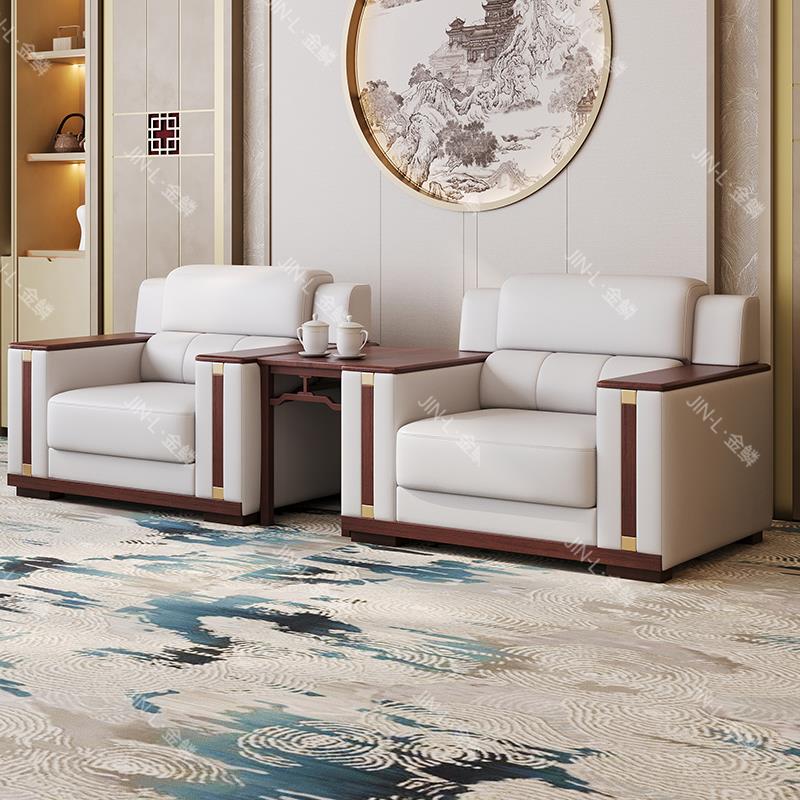 办公室沙发茶几组合接待会客简约现代商务大厅洽谈室休息区三人位