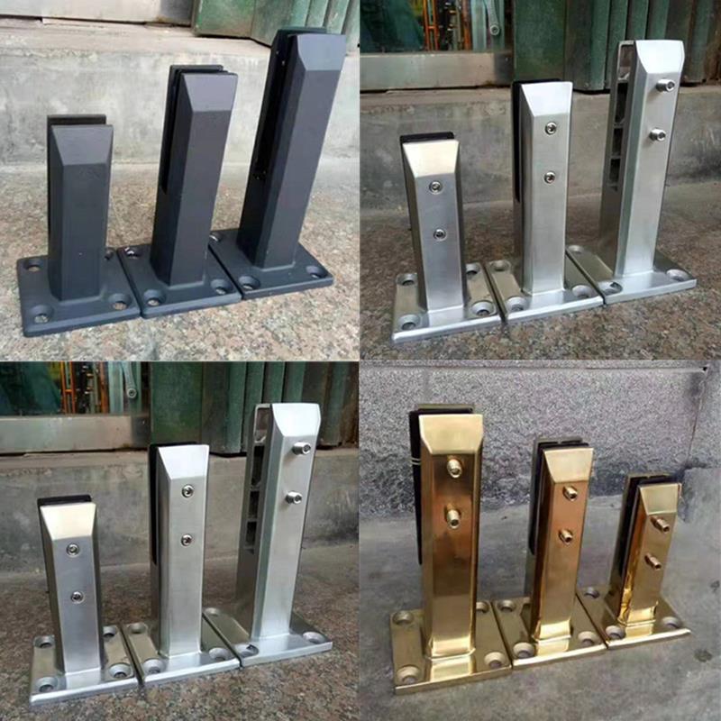 楼梯扶手护栏栏杆304不锈钢游泳池沙滩平台落地免打孔玻璃夹立柱