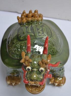 石湾公仔陶瓷工艺品摆件 家居摆设艺术饰品招财旺宅老人礼品 龙龟