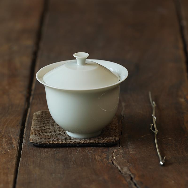 挑tea|隔热120ml小盖碗白薄胎纯手工 景德镇陶瓷家用功夫茶具二才