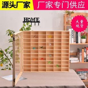 带挂钩多格桌面收纳盒车模实木展示架 木质小汽车模型储物盒壁挂式
