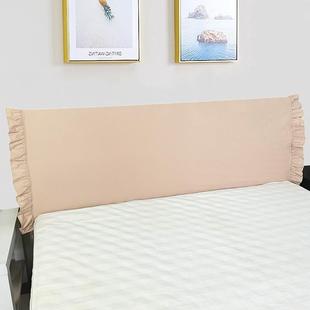 全棉加厚浅卡其色床头罩布艺夹棉实木防撞海绵床头套保护套绑系带