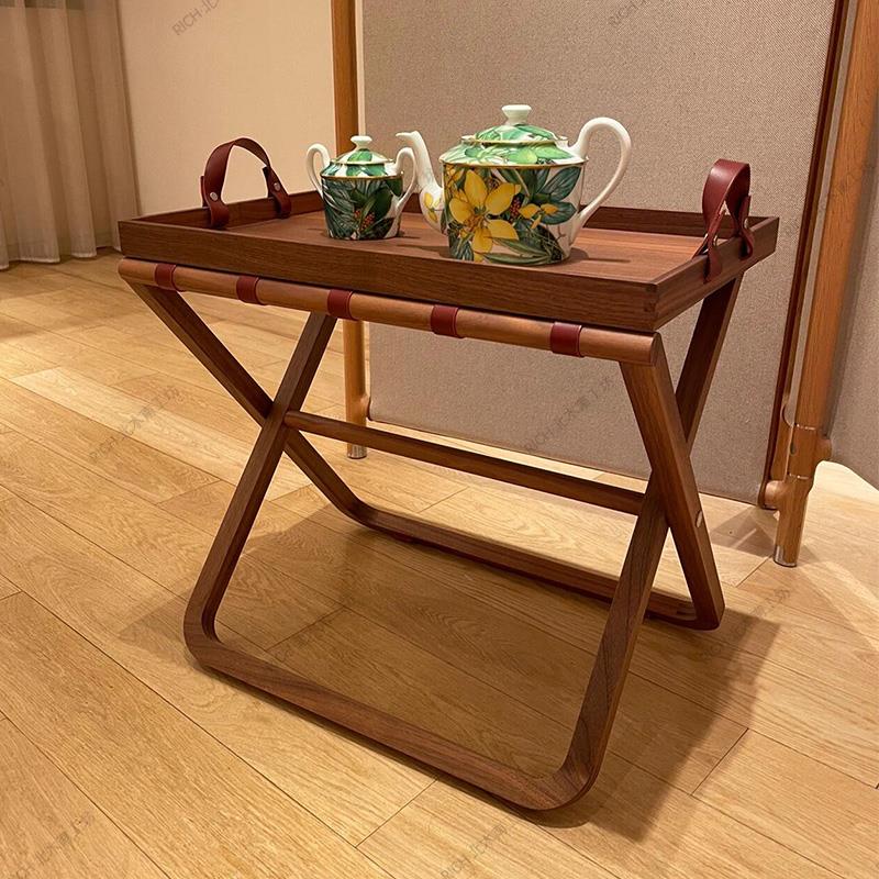 承羽北欧设计师款实木折叠边几现代简约轻奢高级感家用小茶几边桌