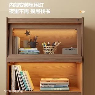 书柜一体整墙储物柜带门组合家用客厅落地展示玻璃门书架防尘实木