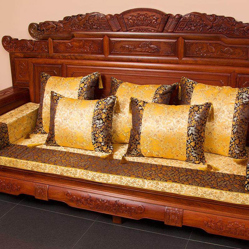 中式实木沙发垫带靠背单人座家具坐椅垫靠垫罗汉床垫子五件套定制