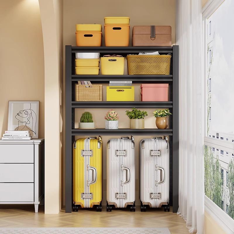 家用置物架货架阳台落地多层厨房收纳架子行李箱储物下空式角钢架