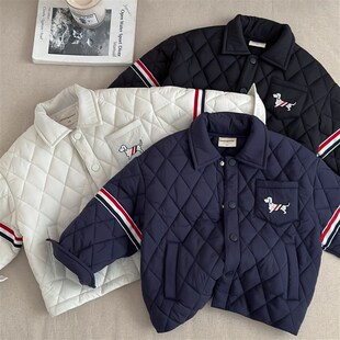 儿童棉服男2024秋冬新款外套小童格子棉衣洋气潮宝宝tb棉袄女夹棉