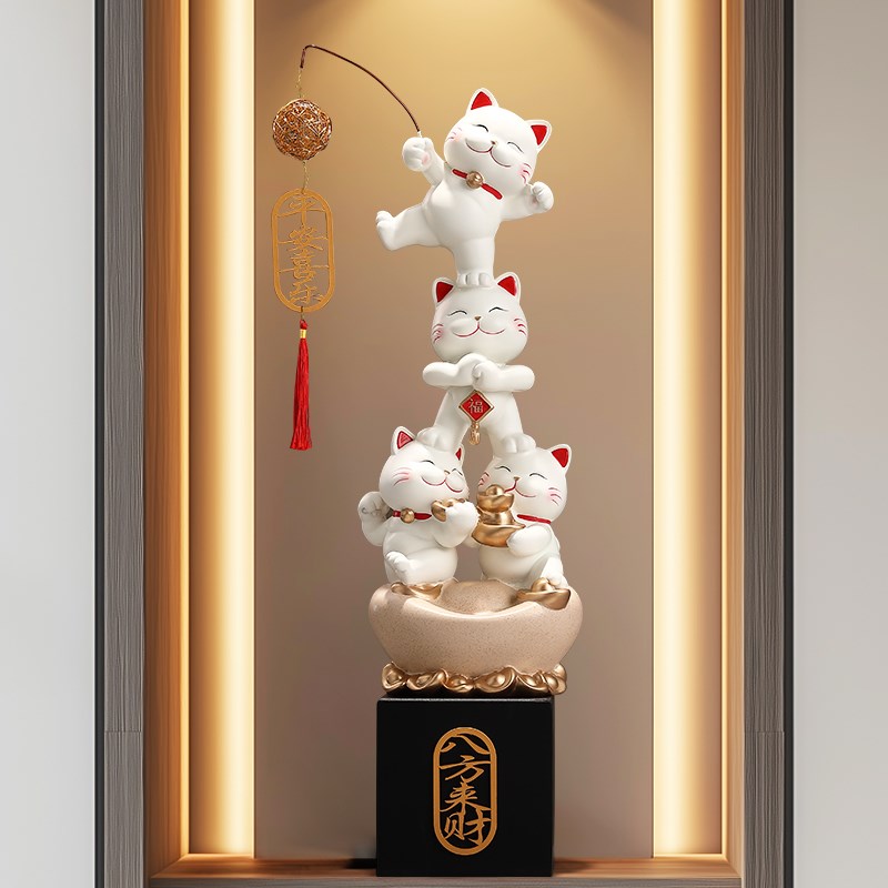 招财猫八方来财摆件落q地大型高级感客厅玄关前台装饰乔迁开业礼