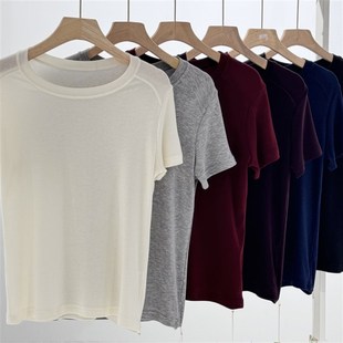 202512 醋酸羊毛莱塞E尔大圆领短袖 2025春季 新款