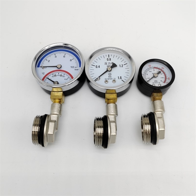 地暖温压一体表地暖分水器配x件压力表温度表水压水暖试压一分仪