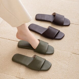 日式轻奢牛皮拖鞋夏m天居家用室内地板防滑软底四季真皮凉拖鞋男