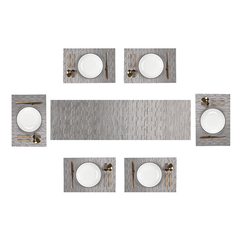 家用PVC餐垫桌旗套装新款北欧风餐厅防滑可水洗碗碟垫桌垫隔热垫