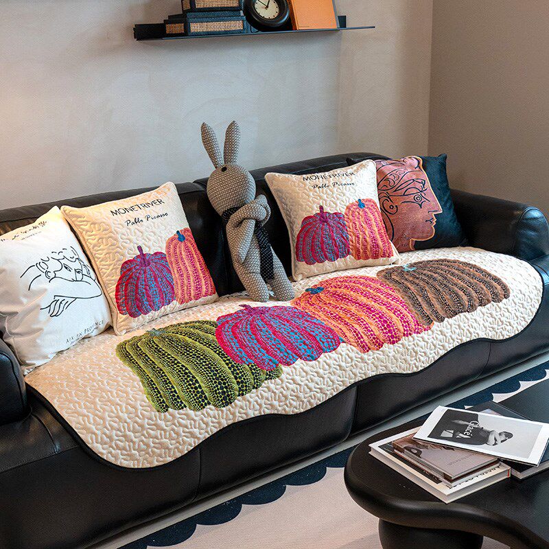 简约现代南瓜轻奢风个性沙u发垫波浪边艺术时尚坐垫客厅防滑沙发