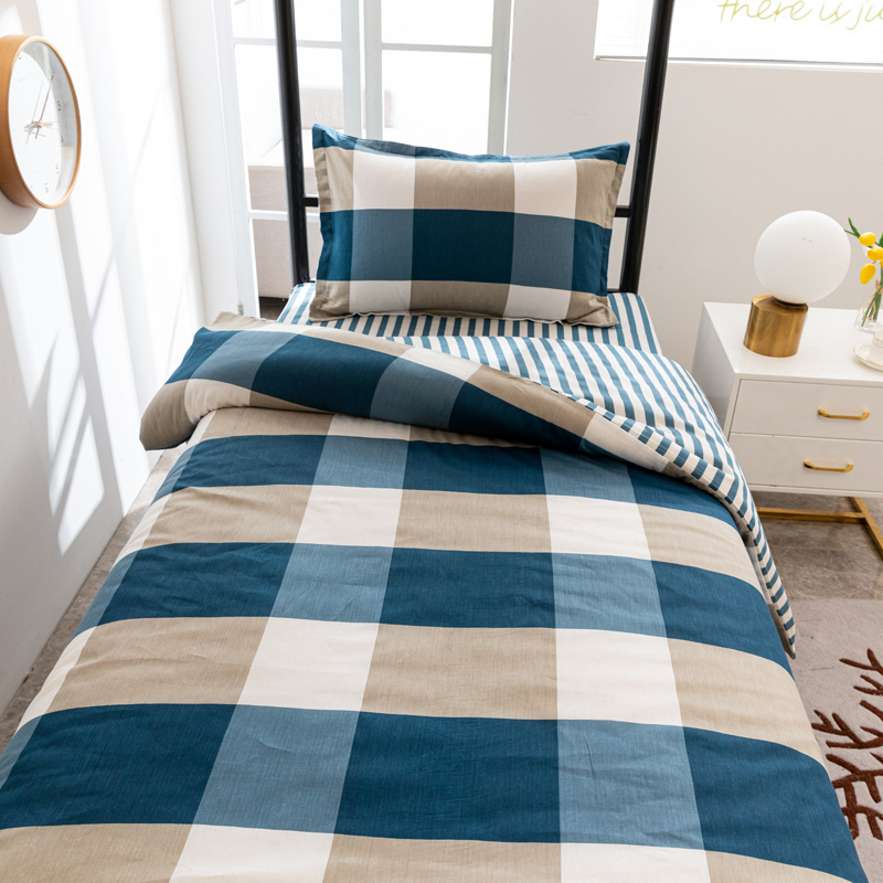 纯棉学生宿舍床上三件套六件套枕芯被褥大学床单被套被罩寝室用品