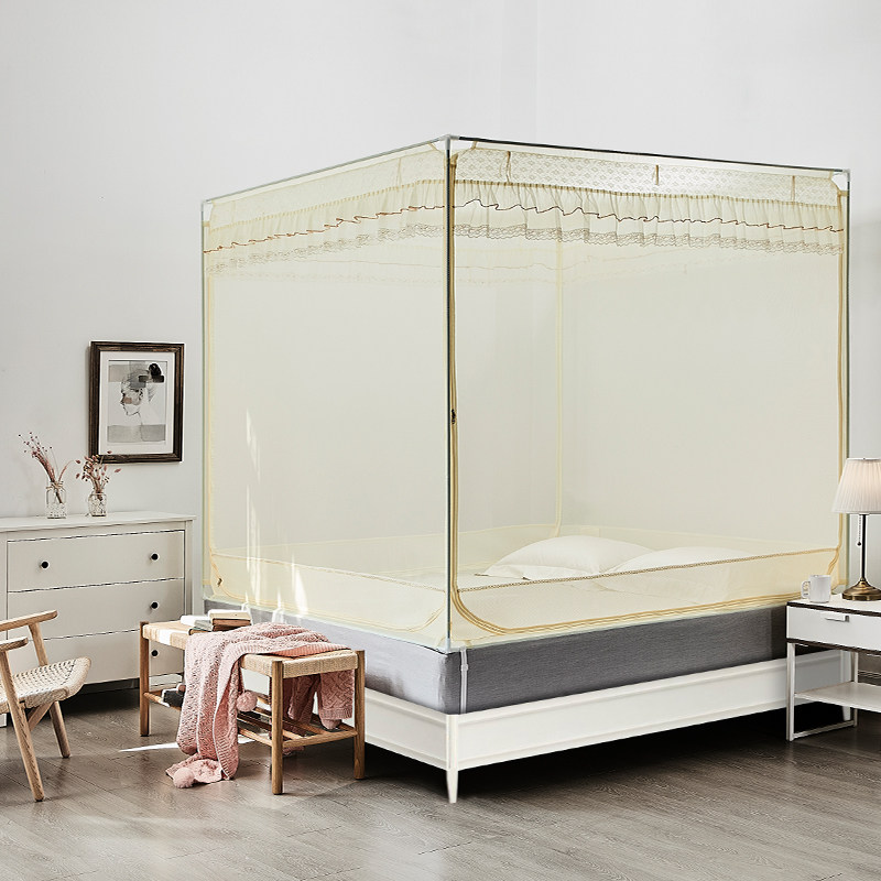 婉美床上蚊c帐家用儿童防摔床围栏1.8m床1.5m蒙古包免安装帐子夏