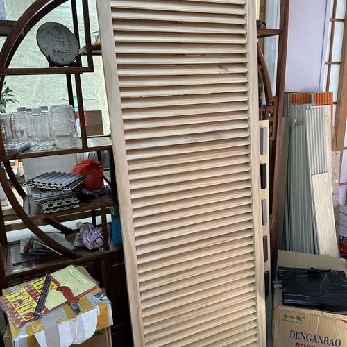 定做松木实木百叶窗定制鞋柜透气衣柜门推拉移动木质折叠屏风通口