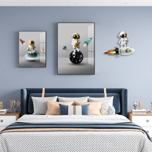 儿童房装 饰画粉色卡通少女心温馨卧室床头二联挂画房间背景墙壁画