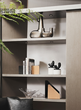 北欧轻奢样板间书柜摆件创意客厅办公书房书靠博古架装饰罐小花瓶
