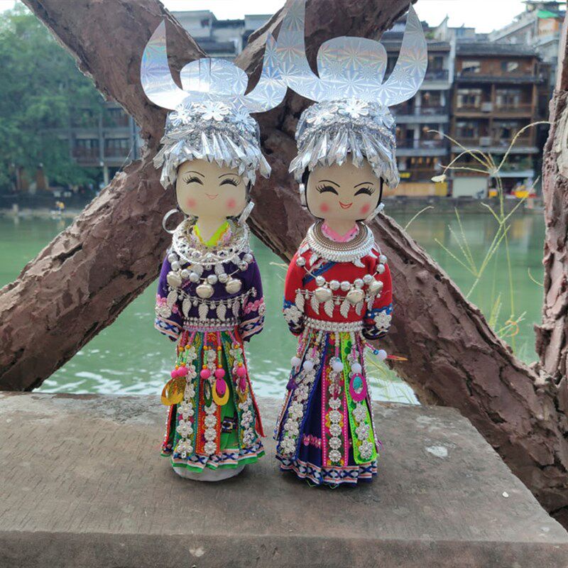 民族风特色手工艺品民族娃娃少数民族人偶居家装饰摆件中国风木偶