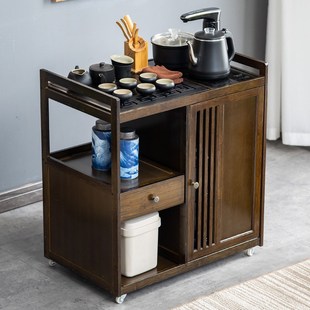 移动茶车茶台家用小茶桌烧茶柜实木茶水柜茶具茶盘烧水壶一体套装