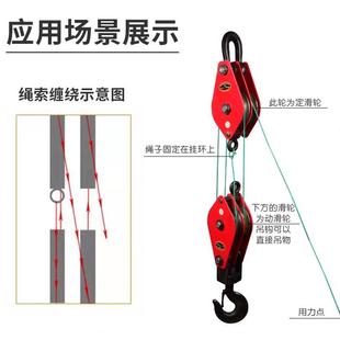 国标双轮起重滑车吊钩三轮滑轮组省力动滑轮吊环两轮多轮钢丝绳轮