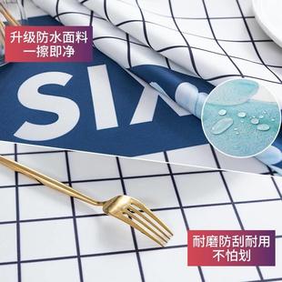 格子方桌桌布防滑防水正方形餐桌茶几书北欧网红家用客厅简约现代