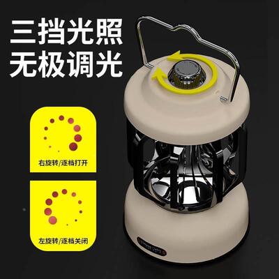 新品锐豹新款复古马灯Typec快充帐篷灯野营灯家用无级调光户外露