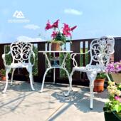 户外桌椅庭院休闲室外欧式 阳台桌椅铸铝白色桌椅铁艺花园桌椅别墅