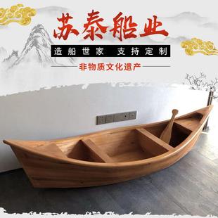 欧式摄影实木水上装饰小木船景观花船舞台道具船公园手画 划船贡