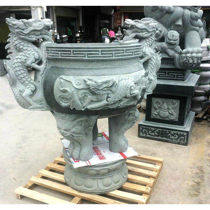 50cm青石雕龙石雕香炉鼎寺庙供奉香炉烧香鼎惠安石雕祠堂大香炉