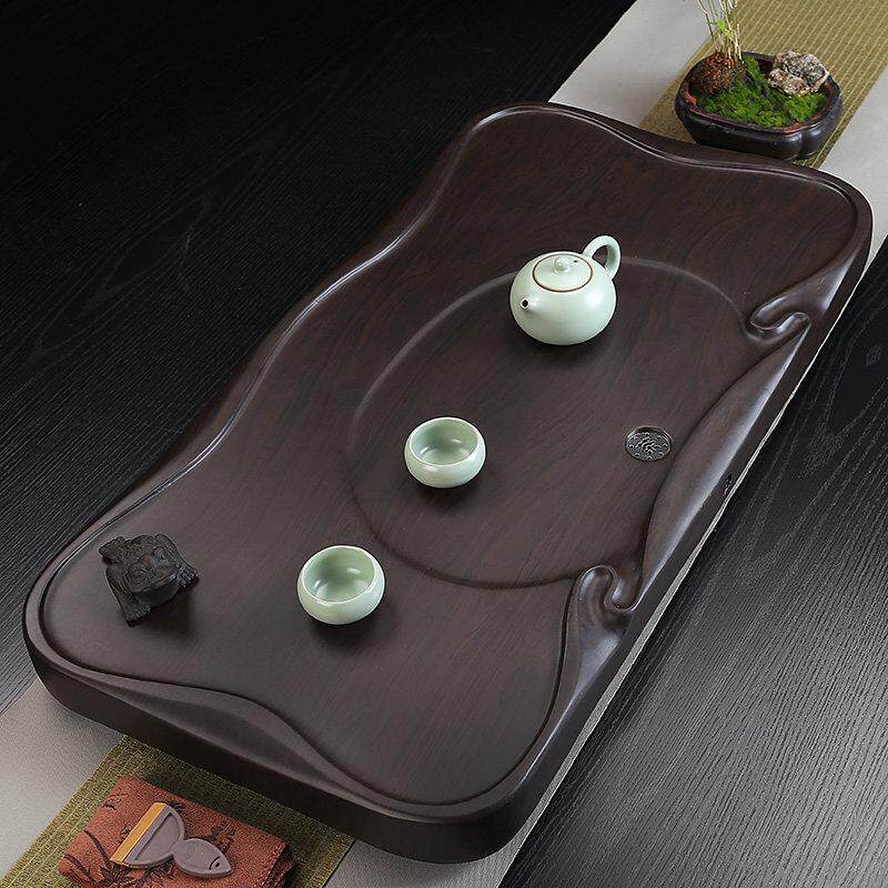 乌木茶盘实木红木原木家庭简单易接近豪华大矩形排水茶具茶几