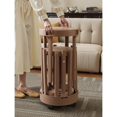 四合一塑料堆叠凳加厚承重圆凳可套叠收纳家用边几备用凳移动底座