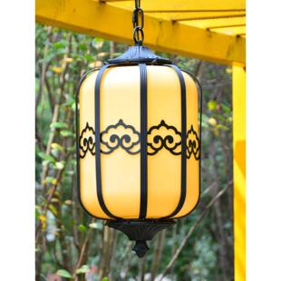 新中国风长廊葡萄架亭别墅庭院门屋檐阳台户外覆古红灯笼吊灯