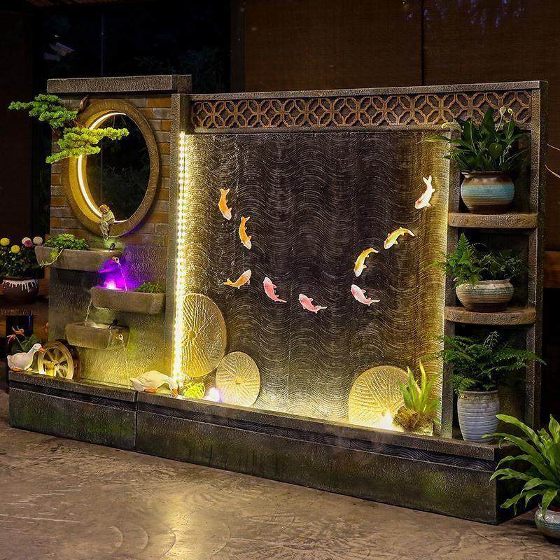 大型田园流水屏风玄关水幕墙喷泉水景景观假山落地摆件公司送礼,家居饰品,流水摆件,淘宝优惠券,粉丝福利购,淘宝优惠卷