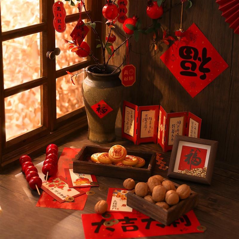 假窗户拍照背景板新中式复古怀旧美食场景布置一整套新年拍摄道具