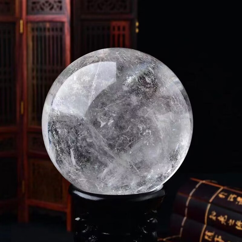 白水晶球摆件天然水晶熔炼水晶办公室客厅玄关装饰品开业乔迁礼品